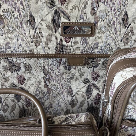 3 Piece Jordache Tapestry Vintage Luggage Set EUC Checked,Carry On, Personal 80s - Picture 8 of 16